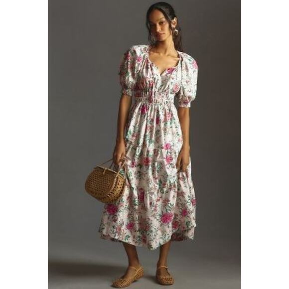 NWT Anthropologie The Somerset Maxi Dress Puff-Sleeve Edition $168 XS Floral - Picture 1 of 3